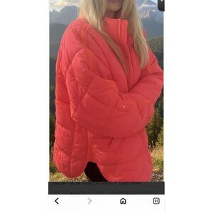 Free People Pippa Packable Puffer Jacket Size XS Neon Pink Orange NWT $198